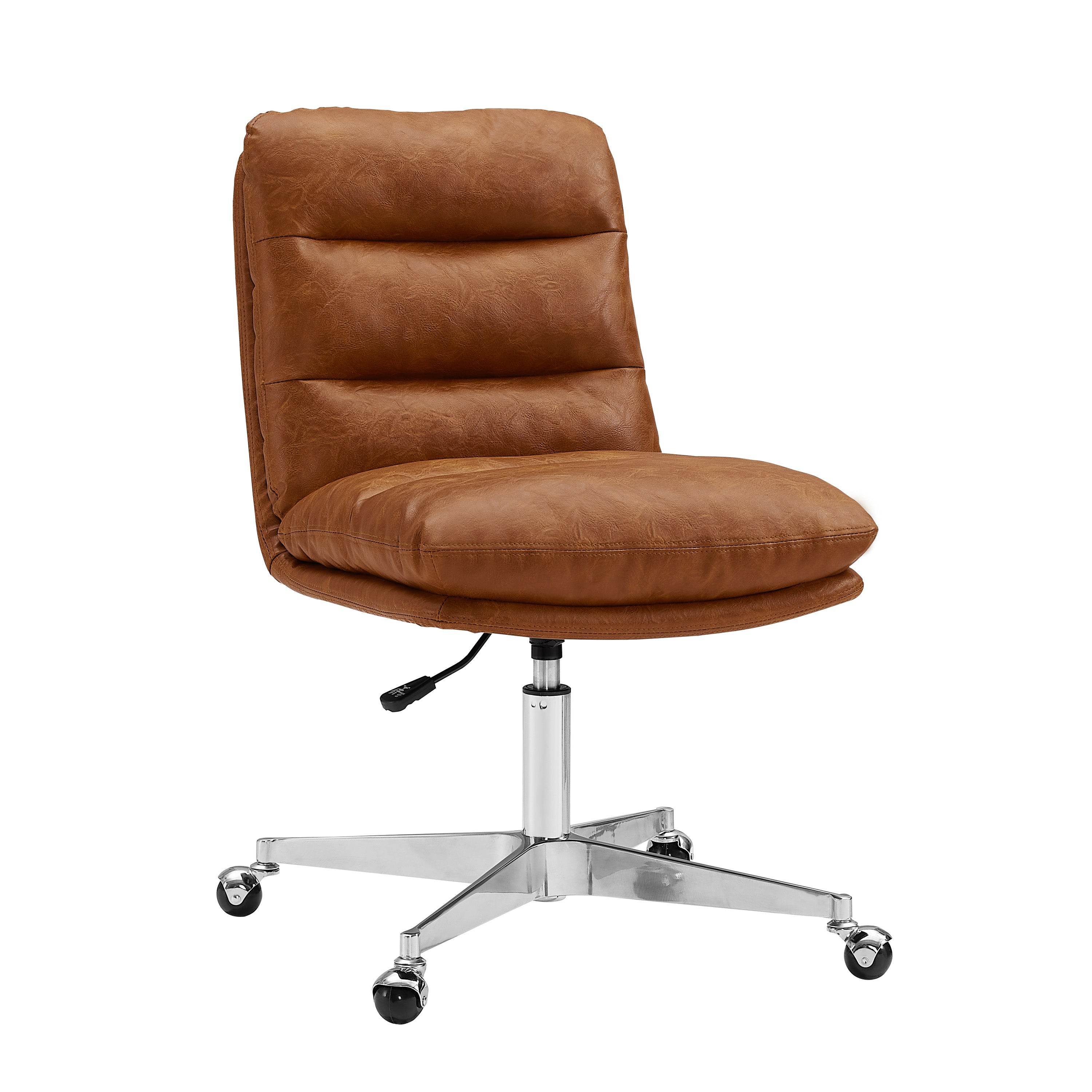 Art Leon Leather/ Fabric Swivel Desk Chair with Chrome Base, Wheels