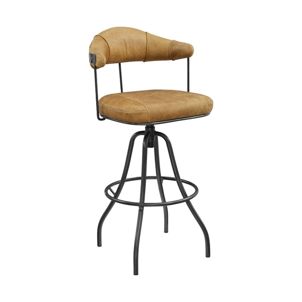 Backrest Genuine Leather Bar Stool | Art Leon