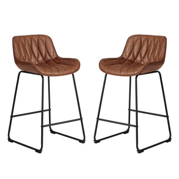 [Resale] Art Leon Metal Bar Stool with Leaf-Shaped Stitching, Sled Base