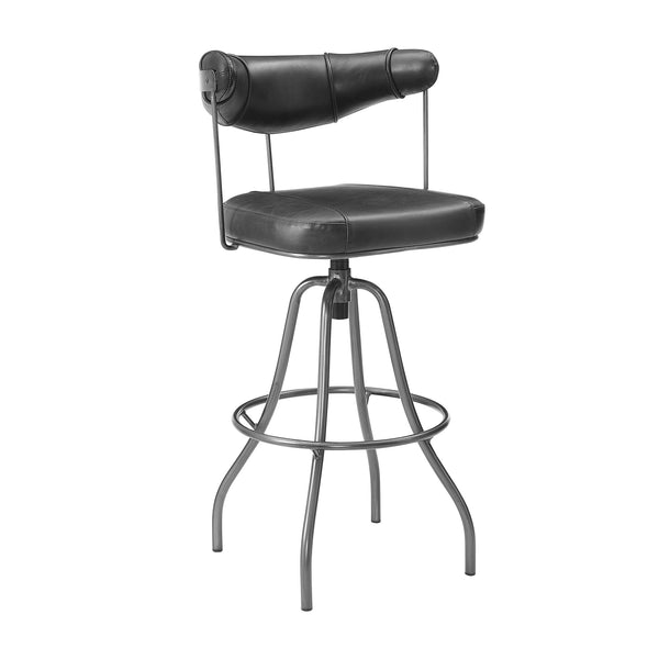 Art Leon Genuine Leather Swivel Bar Stool Industrial Medieval Design with Cutout Backrest