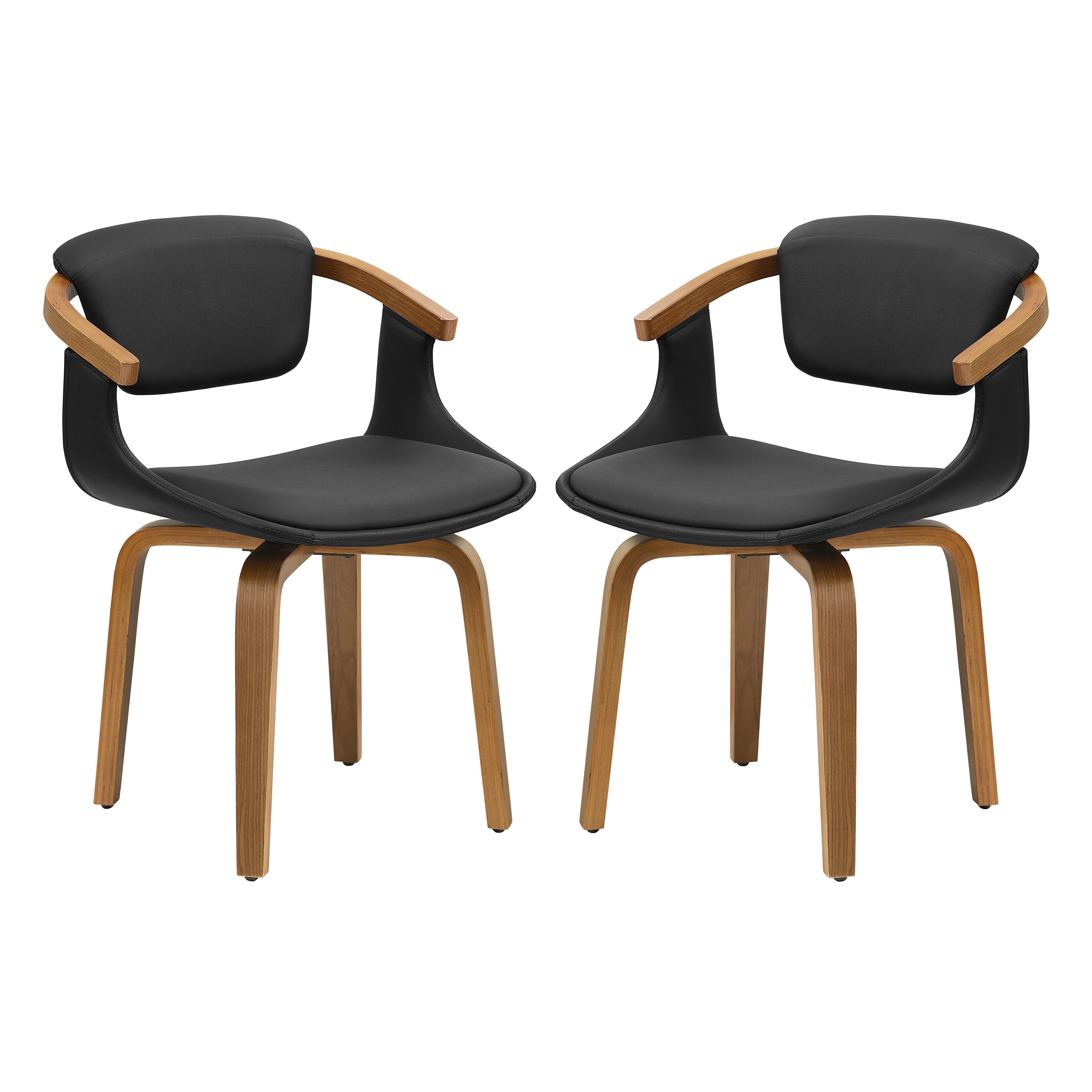 Art Leon PU Leather Swivel Desk Chair with Curved Bentwood Backrest