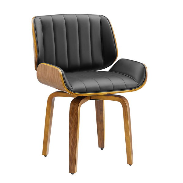 Art Poplar Swivel Desk Chair without Wheels, Leather/ Fabric Upholstery and Bentwood Craftsmanship