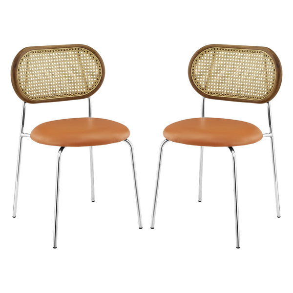 [Overstock] Art Rattan&Oak Dining Chairs with Metal Legs