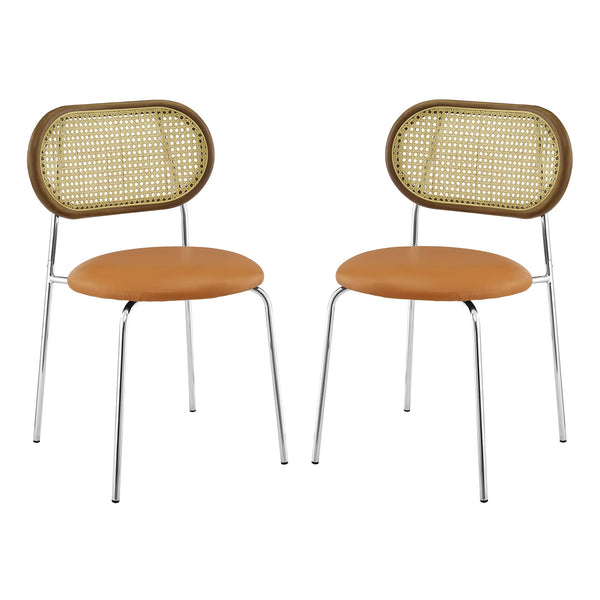 [Resale] Art Rattan&Oak Dining Chairs with Metal Legs
