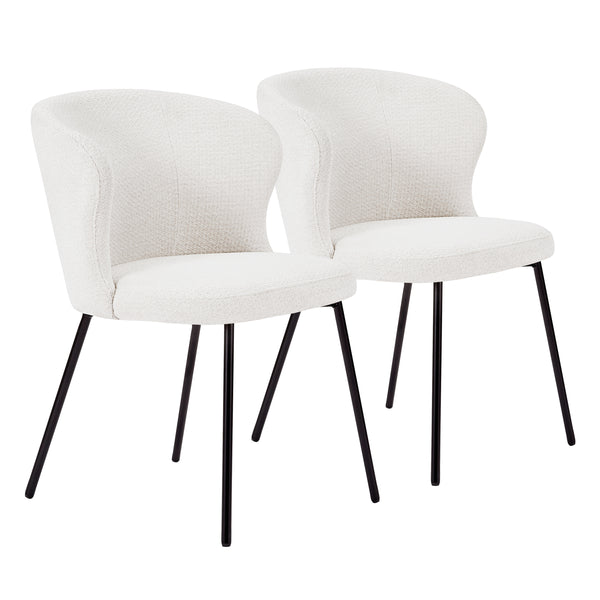 Art Leon Modern Dining Side Chairs Set with Fabric Upholstery and Black Metal Legs