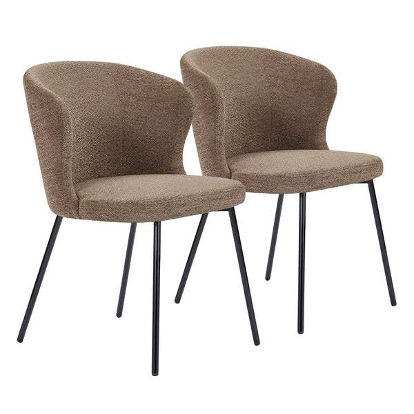 Art Leon Modern Dining Side Chairs Set with Fabric Upholstery and Black Metal Legs