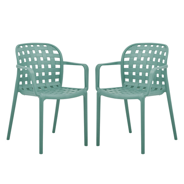 Art Leon Modern Indoor Outdoor Stackable Plastic Dining Chair with Armrests