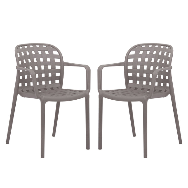 Art Leon Modern Indoor Outdoor Stackable Plastic Dining Chair with Armrests