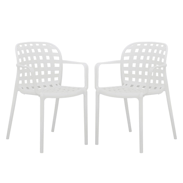 Art Leon Modern Indoor Outdoor Stackable Plastic Dining Chair with Armrests