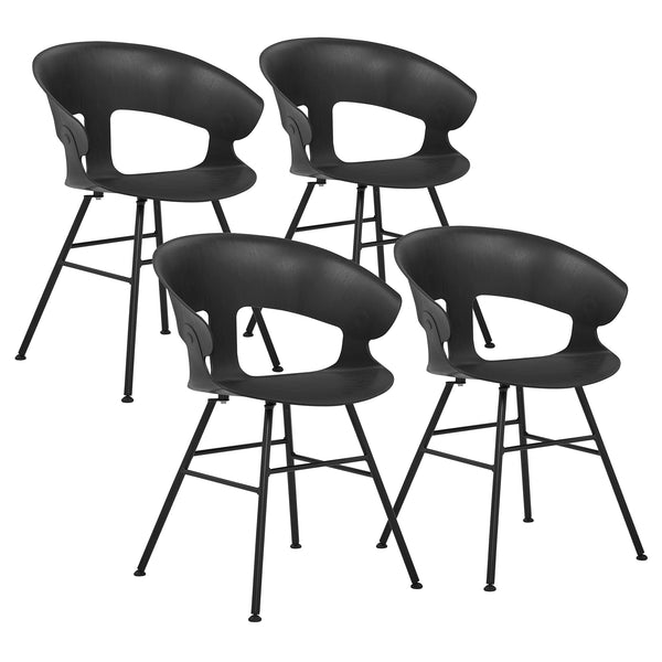 Art Leon Modern Plastic Dining Chair with Armrests for Indoor and Outdoor Use - Set of 4
