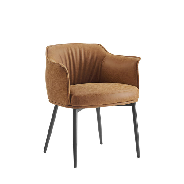 Art Leon Mid-Century Modern Dining Chair, Armrest, Metal Legs