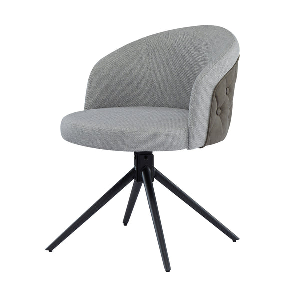 Art Leon Modern Swivel Dining Chair with Button-Tufted Back, Black Metal Legs, and Adjustable Feet