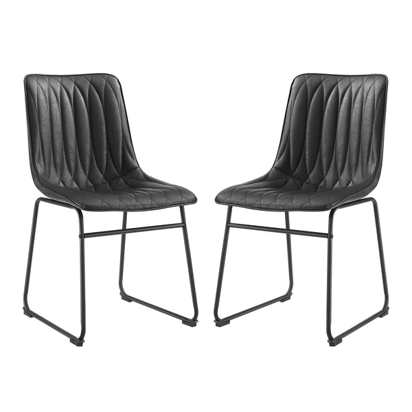 Art Leon Dining chair with Leaf-Shaped Stitching, Sled Base