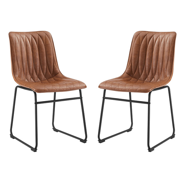 Art Leon Dining chair with Leaf-Shaped Stitching, Sled Base