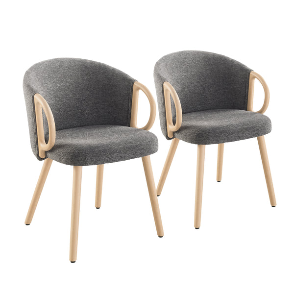 Art Leon Modern Dining Chair Set with Accent Fabric Upholstery and Finished Wooden Frame