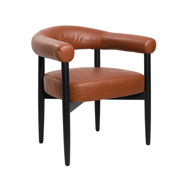 Art Leon Barrel Armrest Dining Chair with Solid Wood Frame and Spacious Upholstery, Midcentury Modern Side Chair