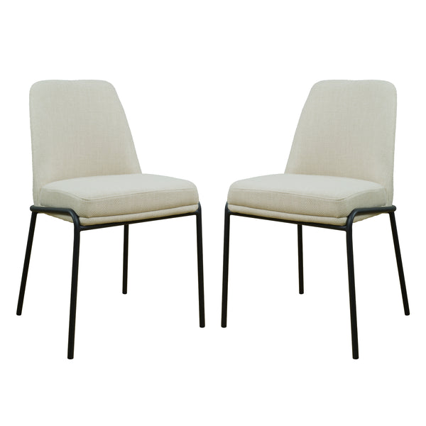 Art Leon Modern Armless Dining Chair Set with Fabric Upholstery and Metal Legs, Neutral Tone Design