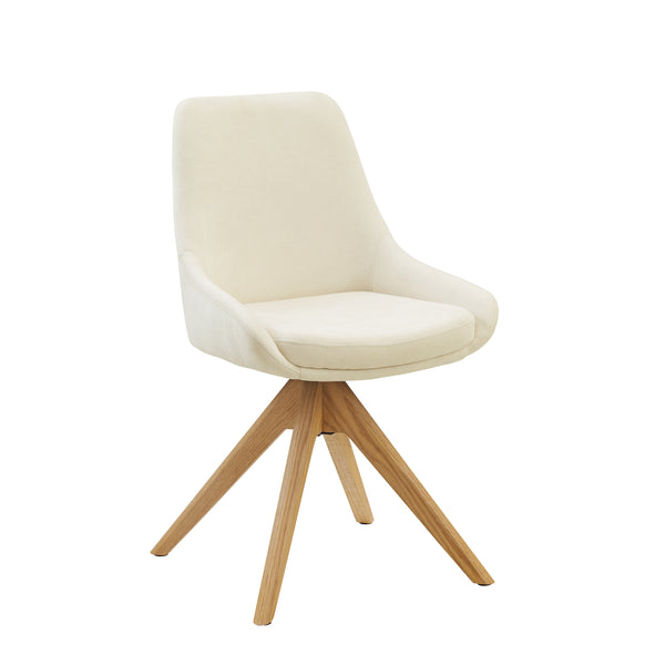 Art Pyramid Swivel Armless Office Desk Chair with Solid Oak Wood Legs Base and Fabric Upholstery