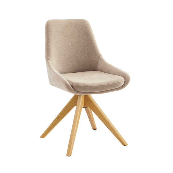 Art Pyramid Swivel Armless Office Desk Chair with Solid Oak Wood Legs Base and Fabric Upholstery