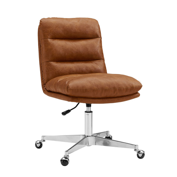 Art Leon Leather/ Fabric Swivel Desk Chair with Chrome Base, Wheels & Adjustable Height