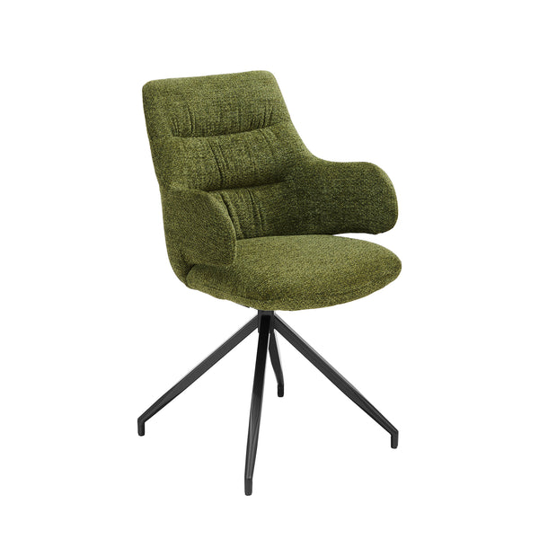 Art Leon Modern Swivel Desk Chair, Fabric Upholstery, No Wheels, Black Metal Legs