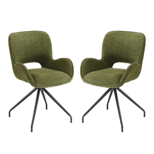 Art Leon Modern Swivel Dining Chair, Fabric Upholstery, No Wheels, Black Metal Legs