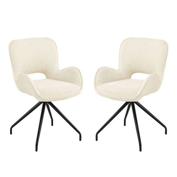 Art Leon Modern Swivel Dining Chair, Fabric Upholstery, No Wheels, Black Metal Legs