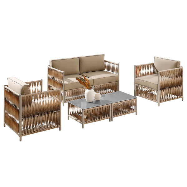 Art Ribbon Outdoor Set, Loveseat & 2 Single Chairs - 5 Pieces