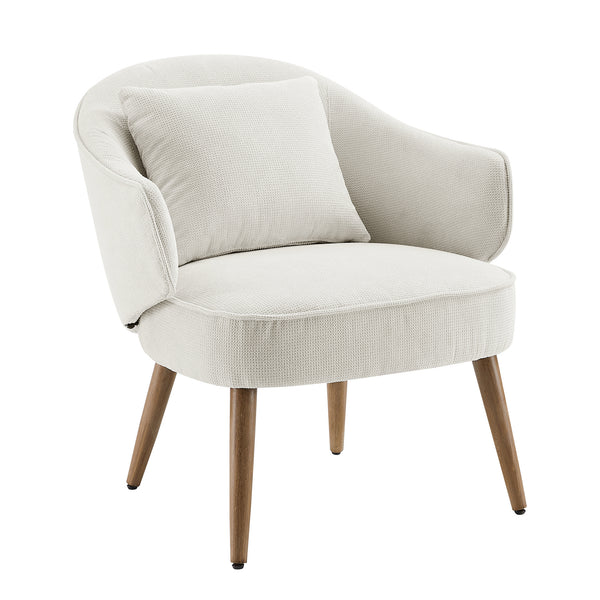 Art Leon Cream Accent Chair with Adjustable Feet and Pillow