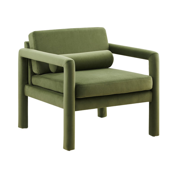 [Resale] Art Leon Modern Accent Chair with Pillow, Velvet Upholstery