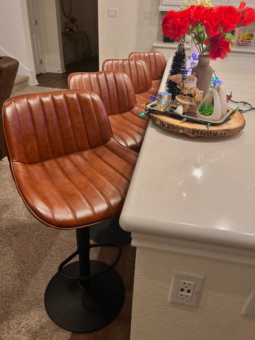 Art Leon PU Leather Swivel Bar Stool, Adjustable Height Metal Base