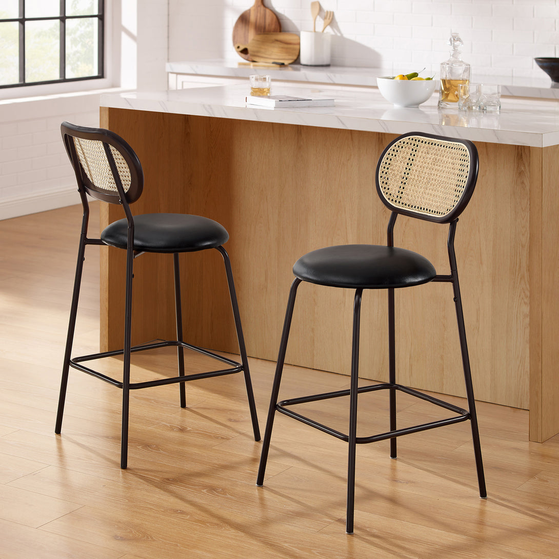 rattan bar stools set of 2