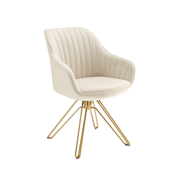 Art Pyramid Swivel Accent Chair - Thin Gold Plated Legs