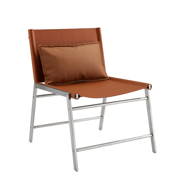 Art Leon Stainless Steel Metal Armless Lounge Chair