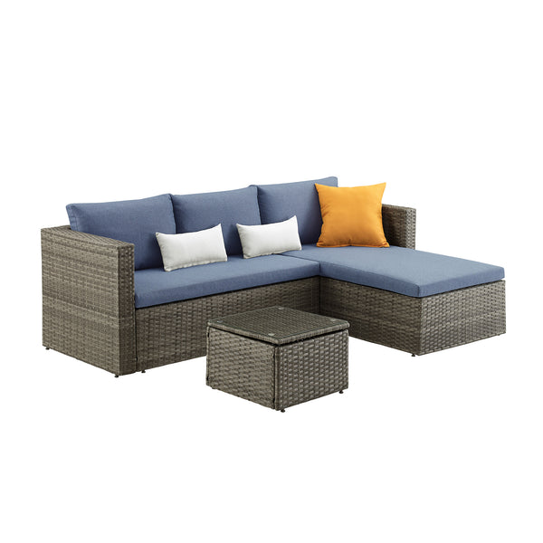 Art Wicker Outdoor Sectional, Right-Arm Chaise - 3 Pieces