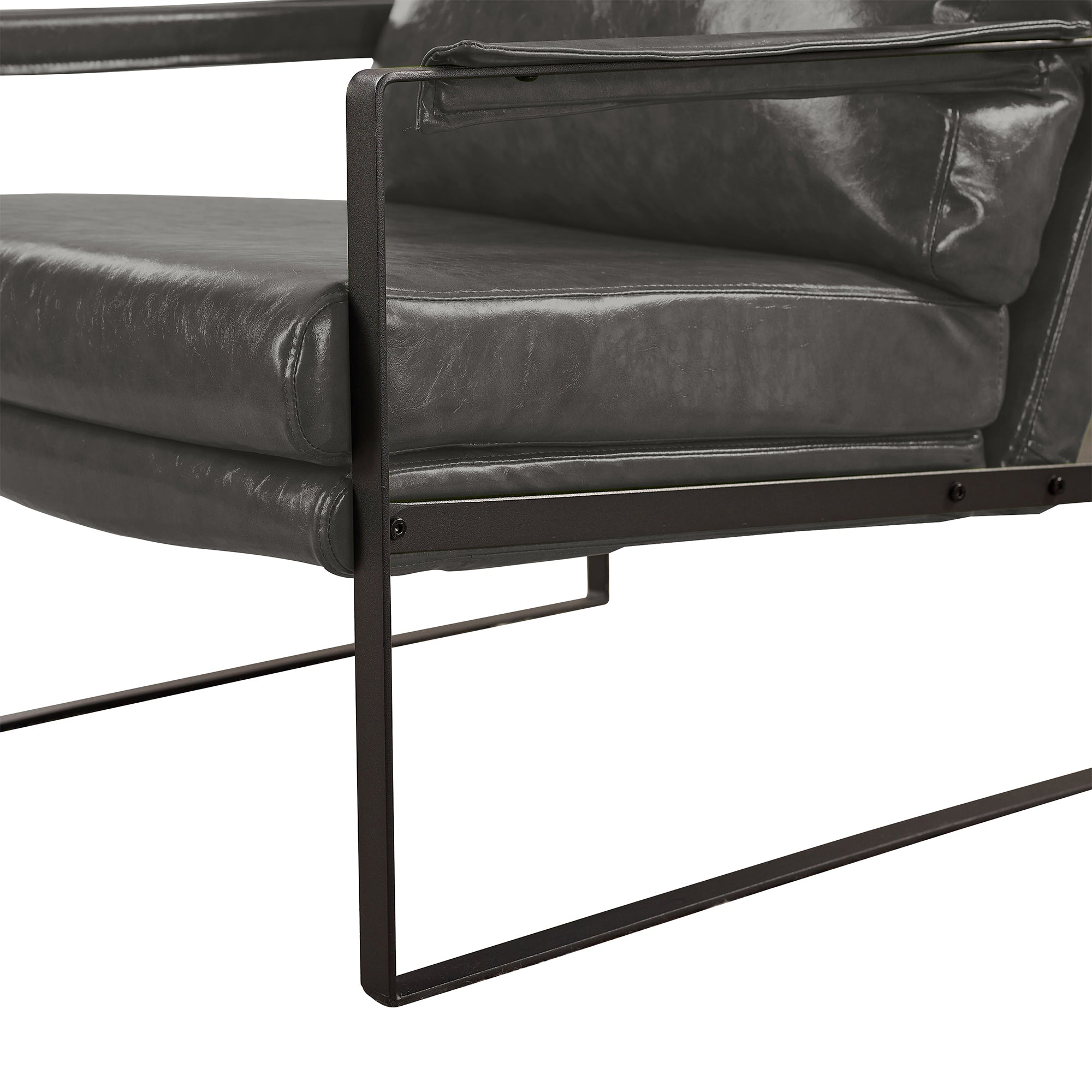 [New]Art Leon Lounge Chair, Black Metal Frame